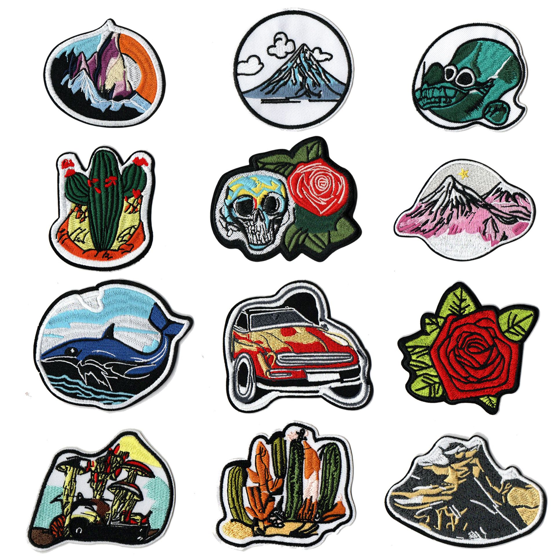 skull embroidery cloth sticker mix and match death blade bat red lip clothes bag patch sticker