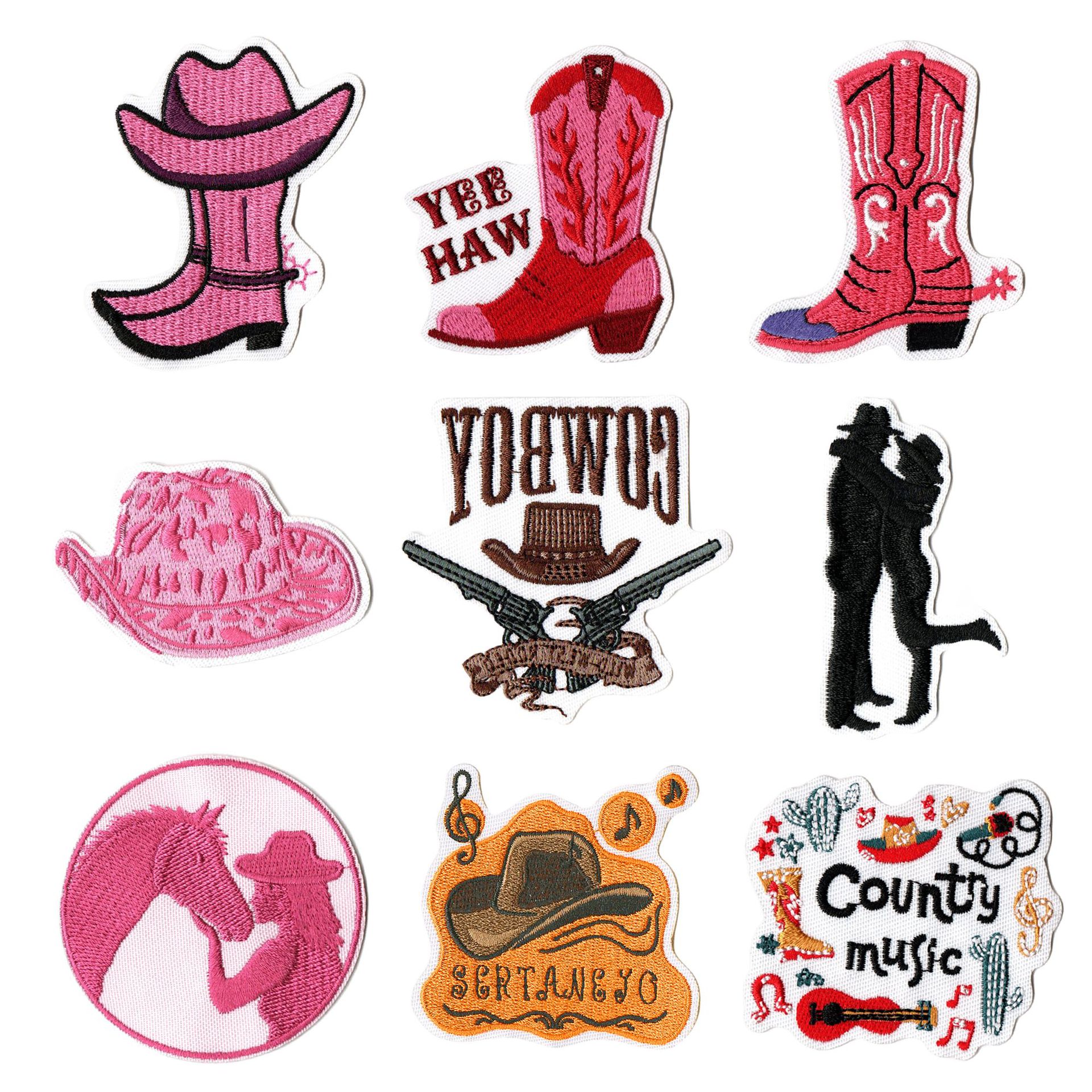 Pink Girl Western Cowgirl Cloth Sticker Party Accessories Cartoon Decoration Cute Patch Embroidery