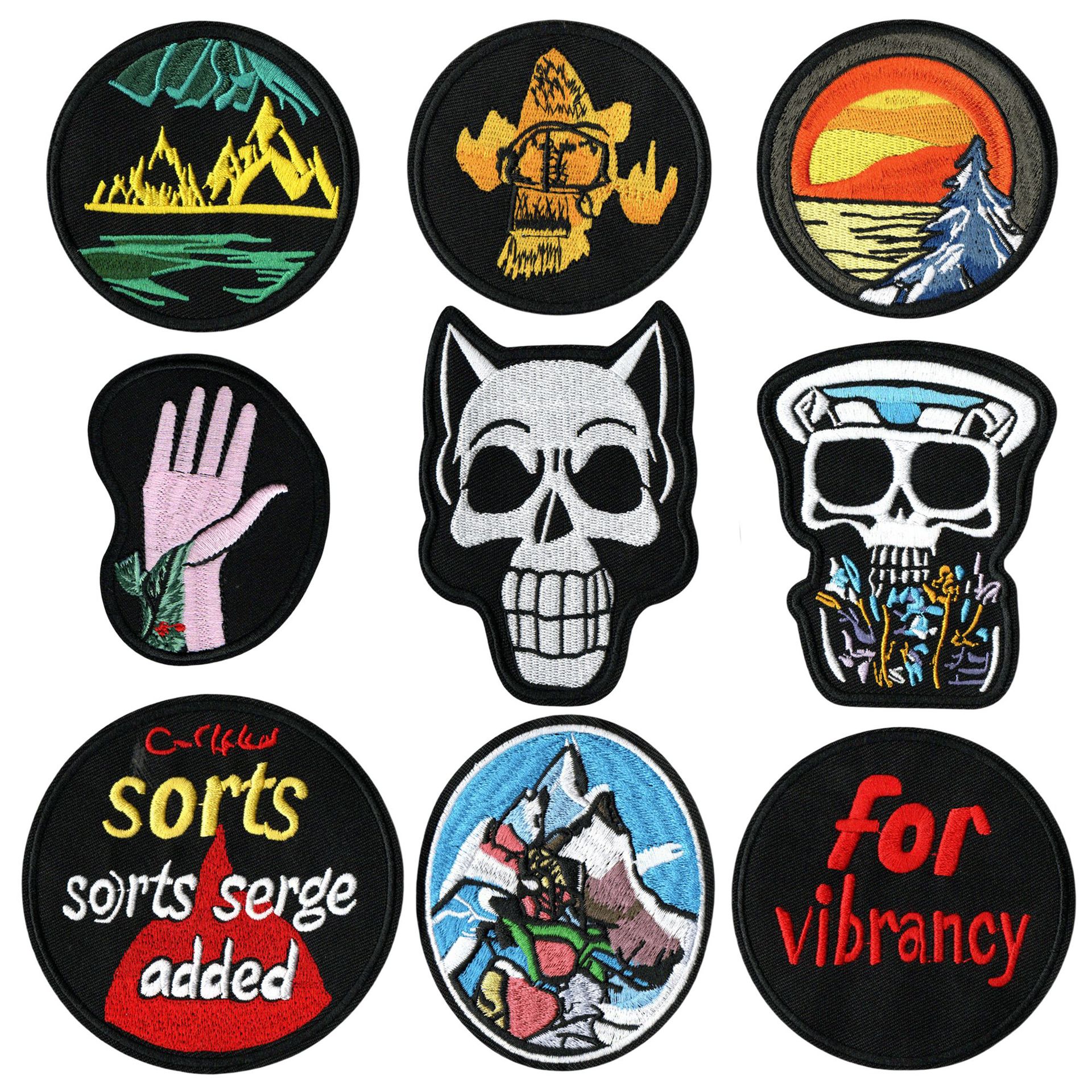 embroidery cloth sticker embroidery style skull round mountain alphabet clothes decorative