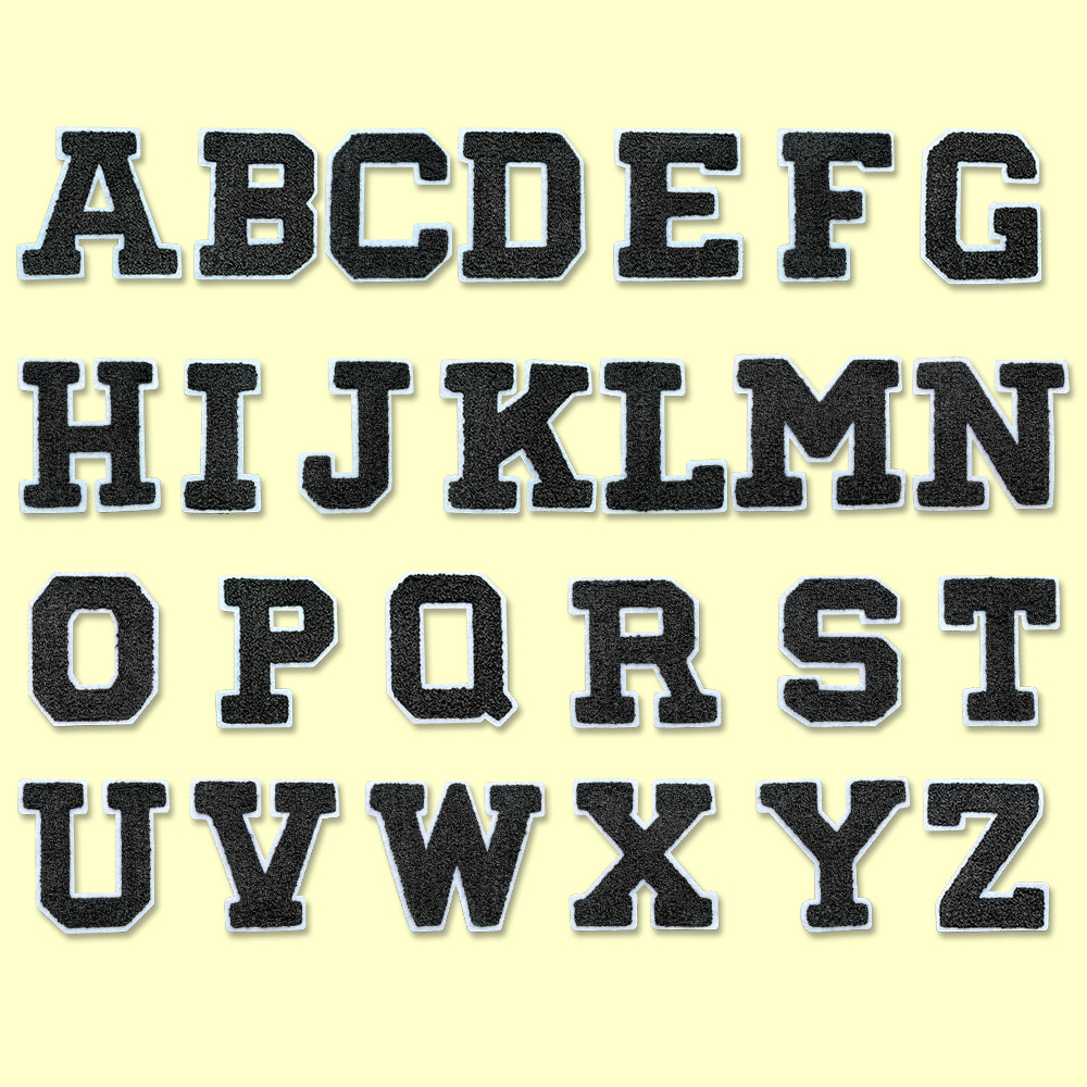 Towel embroidery English alphabet chenille patch sticker ironable adhesive towel embroidery patch sticker clothes cloth sticker