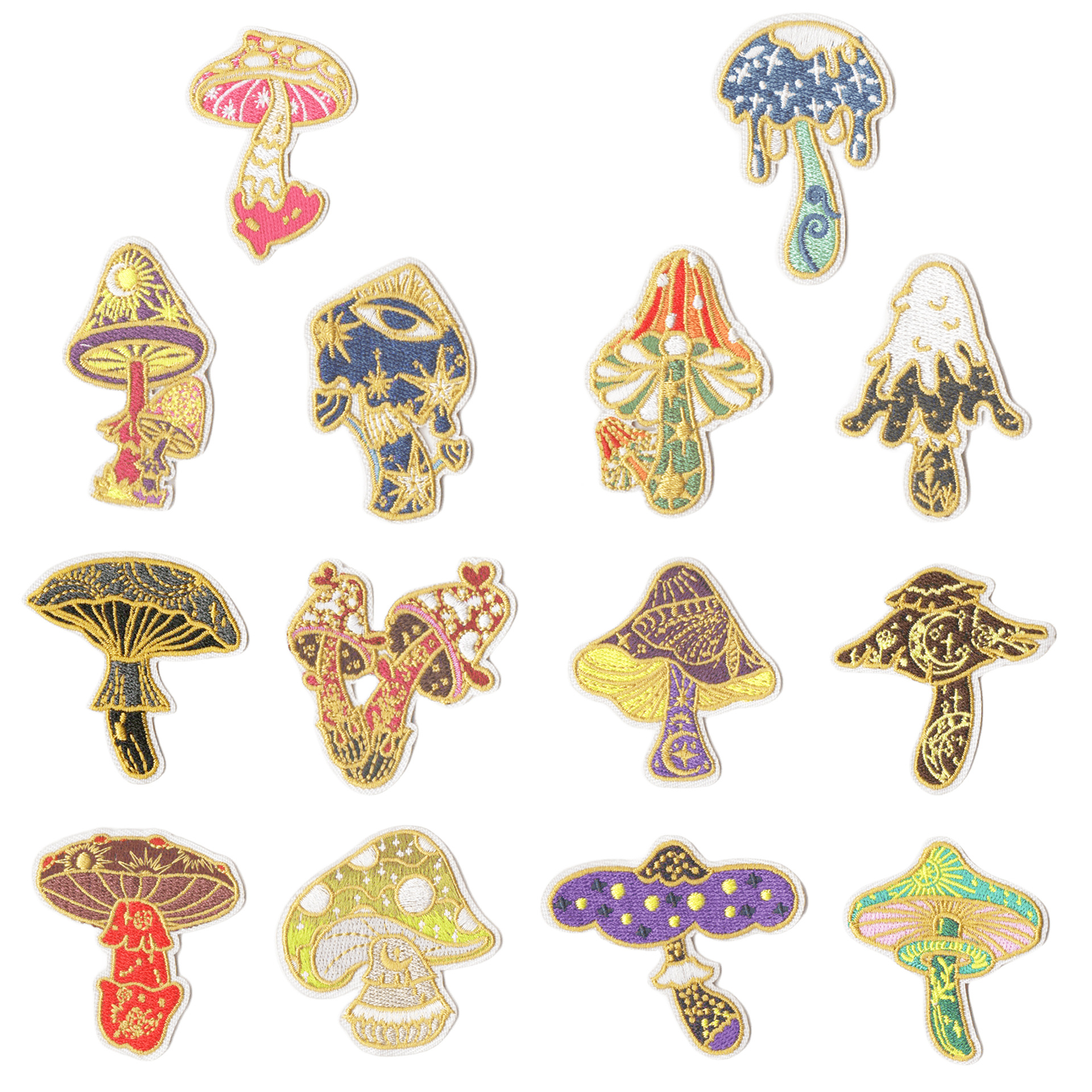 mushroom embroidery cloth sticker T-shirt DIY decorative material cloth label with adhesive backing ironing embroidery patch sticker
