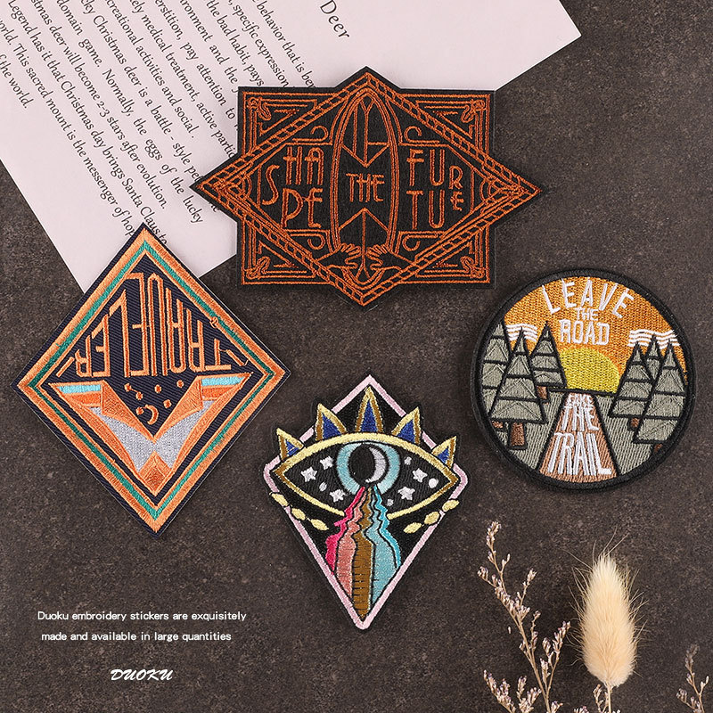 embroidery label Round embroidery stamp Clothing accessories Outdoor camping Badge patches Cloth label Embroidery cloth sticker