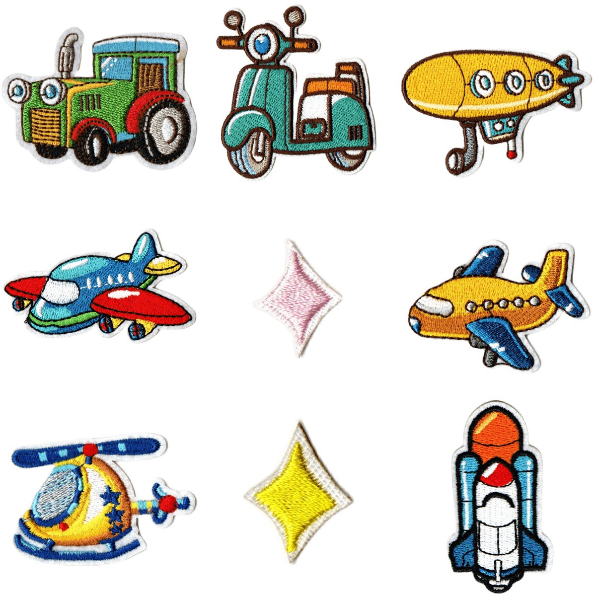 Cartoon Car Embroidery Cloth Sticker Clothes Decoration Construction Vehicle Patch Sticker Double Decker Bus