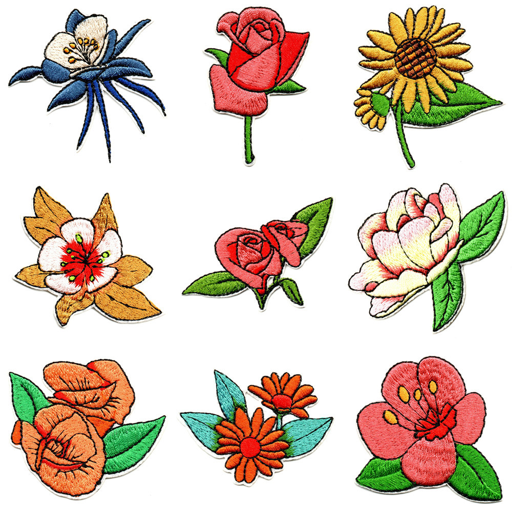embroidery cloth sticker cute little girl flower Embroidery sticker patch self-adhesive repair hole decorative sticker
