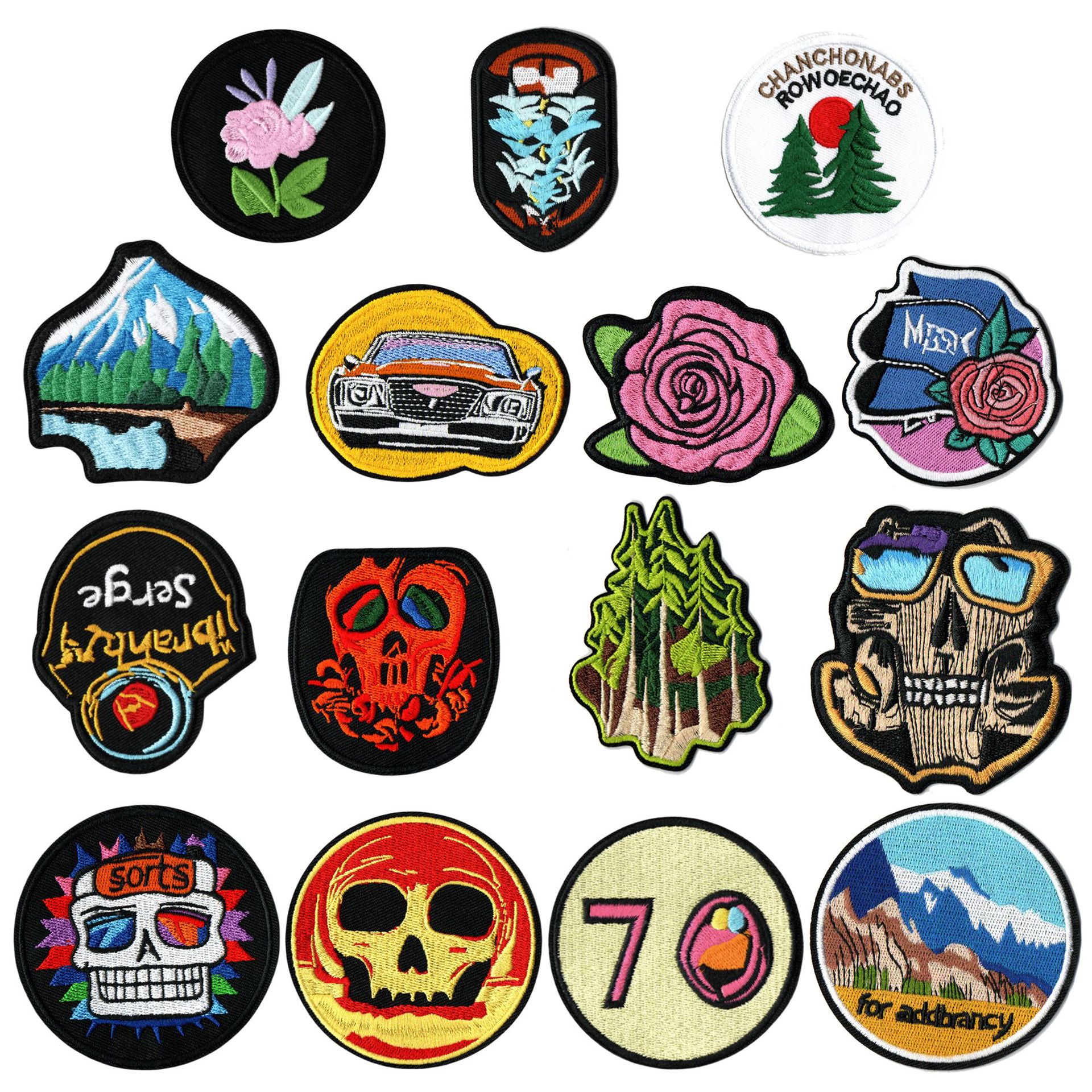 music skull embroidery cloth sticker jacket clothes decoration guitar music note patch sticker mouth embroidery boy