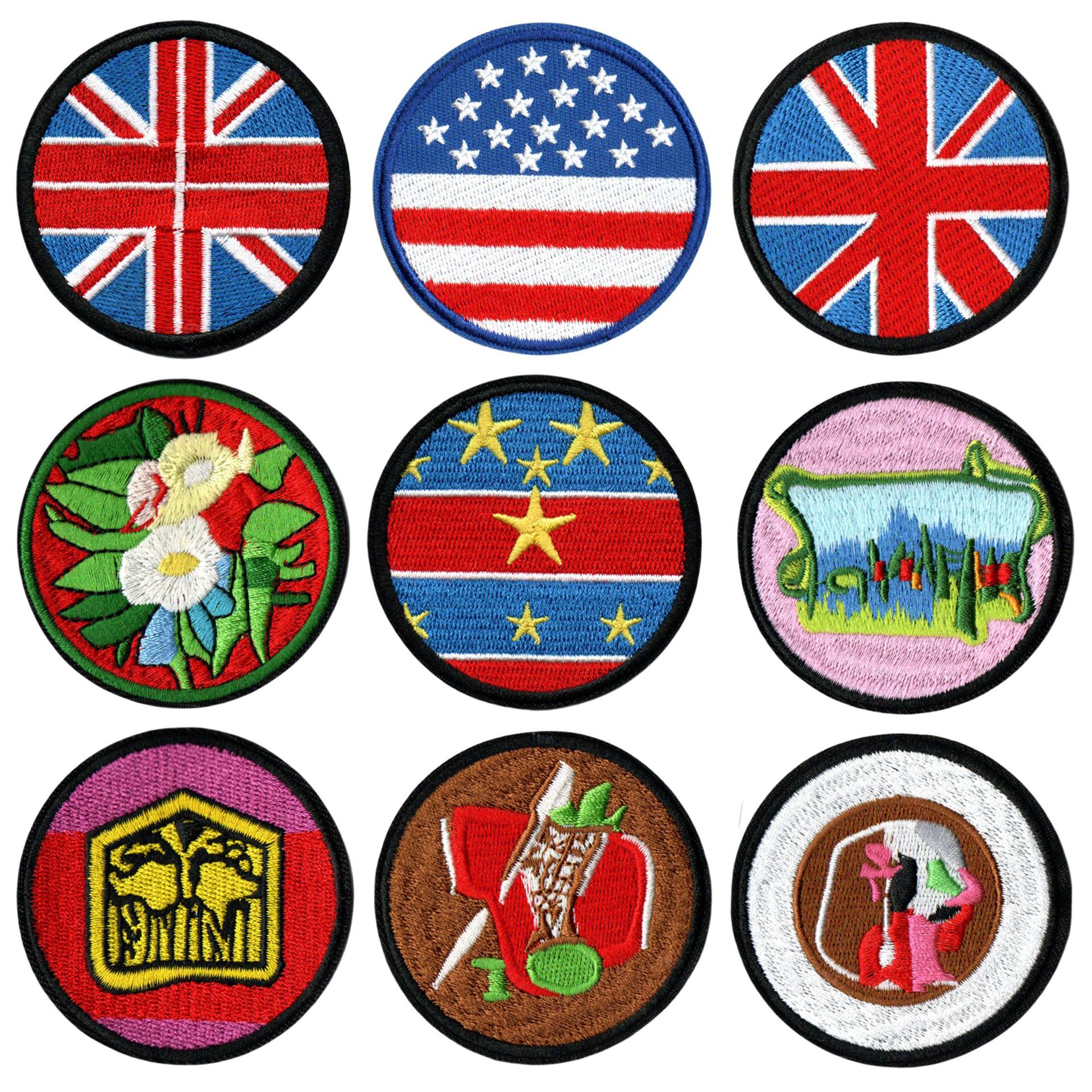 embroidered round national flag armband hat flag patch sticker backpack decorative national flag embroidery cloth