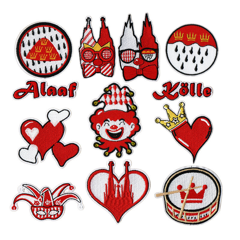 Red cartoon carnival series cloth sticker clown cute embroidery boy embroidery sticker hat clothes decoration