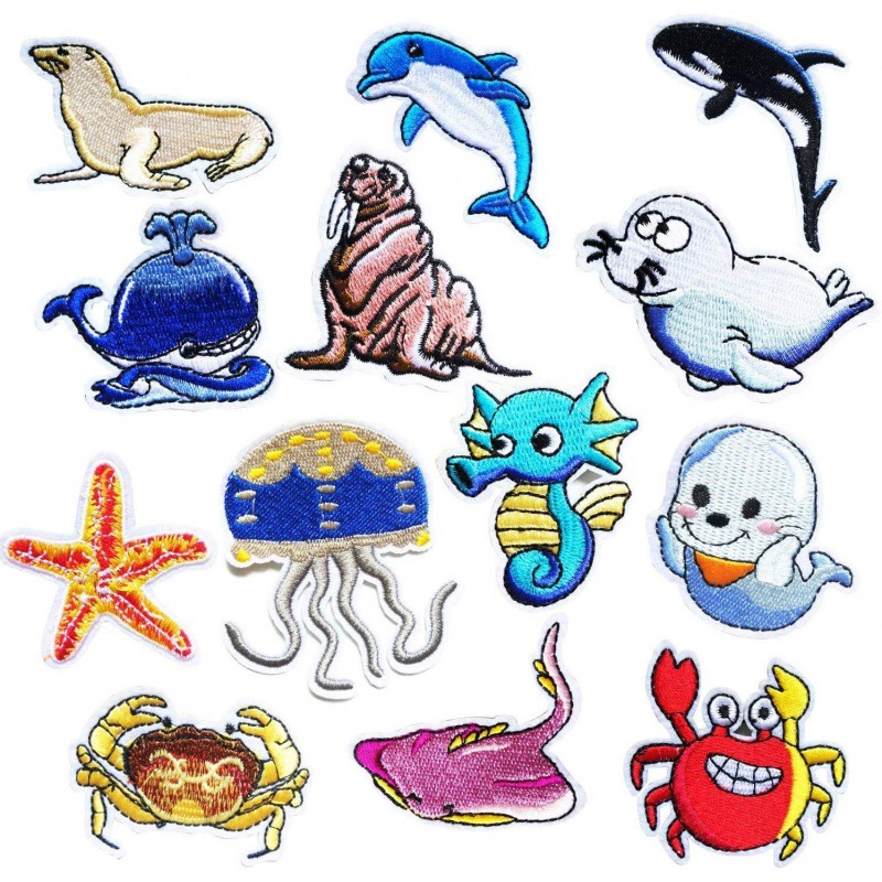 Embroidery badge cloth sticker  patch sticker cartoon underwater animal ironing DIY clothing embroidery cloth sticker patch sticker