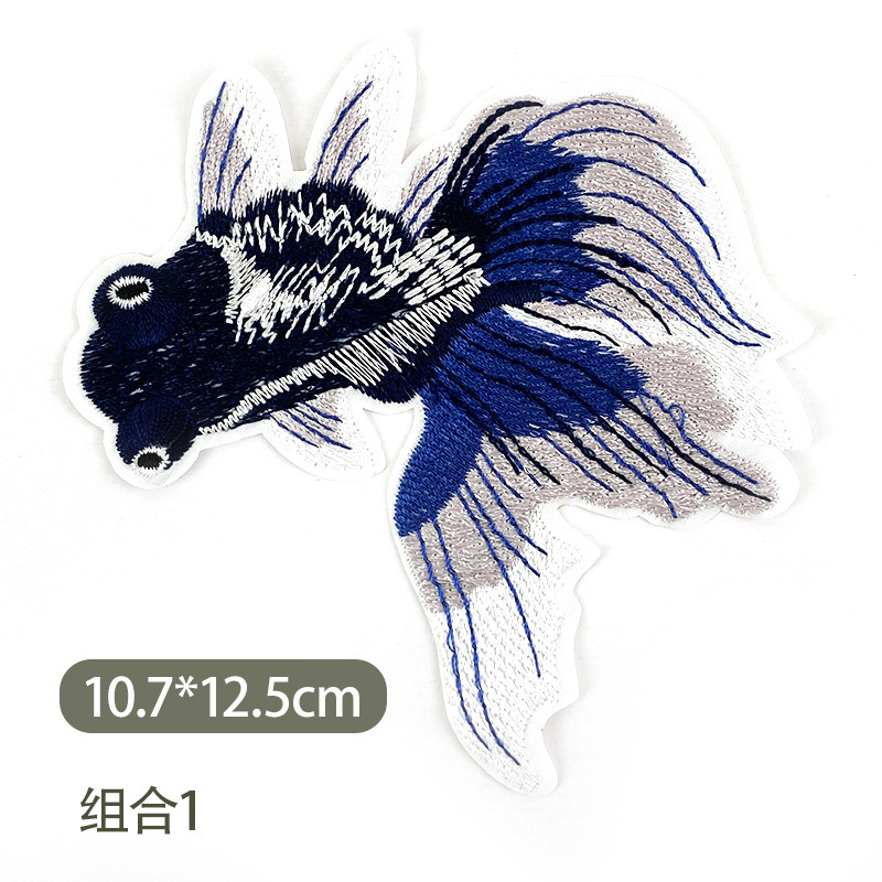 Cartoon goldfish cloth sticker retro patch sticker goldfish Tang suit decorative sticker seat cushion backrest decorative fan