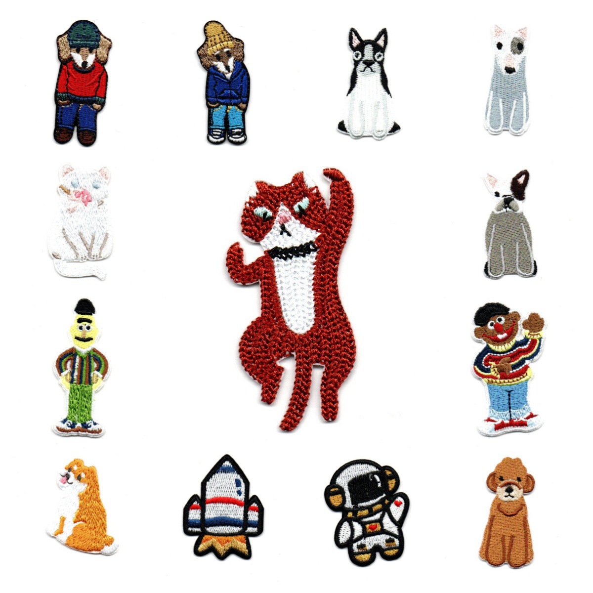 cartoon cat embroidery cloth sticker funny corgi patch sticker embroidery boy with adhesive backing embroidery