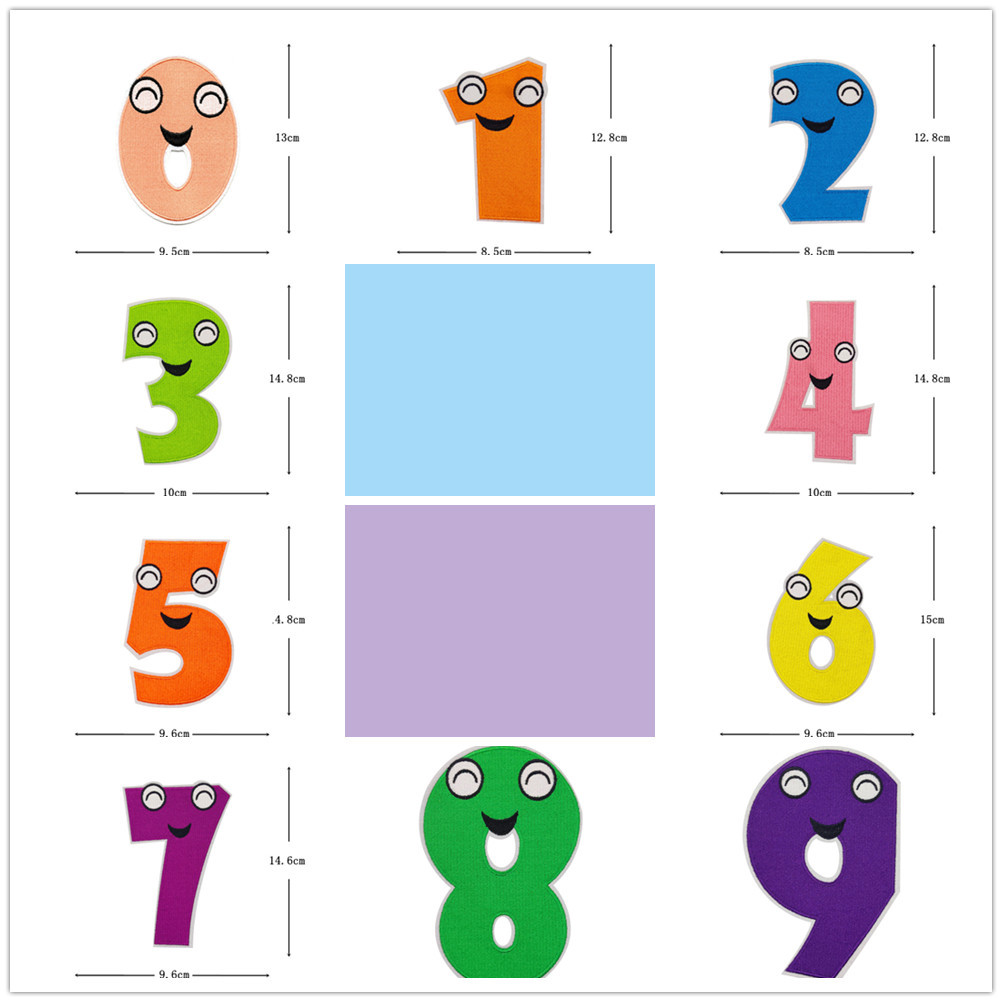 Color digital cloth sticker 0-9 ironing embroidery stamp clothing accessories autumn and winter clothing embroidery sticker DIY patch sticker