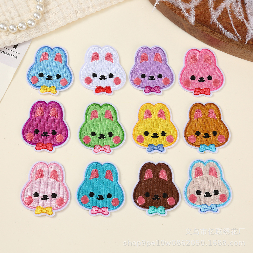 Embroidery cloth sticker cartoon rabbit embroidery sticker hot melt adhesive handmade DIY clothes patch sticker clothing accessories