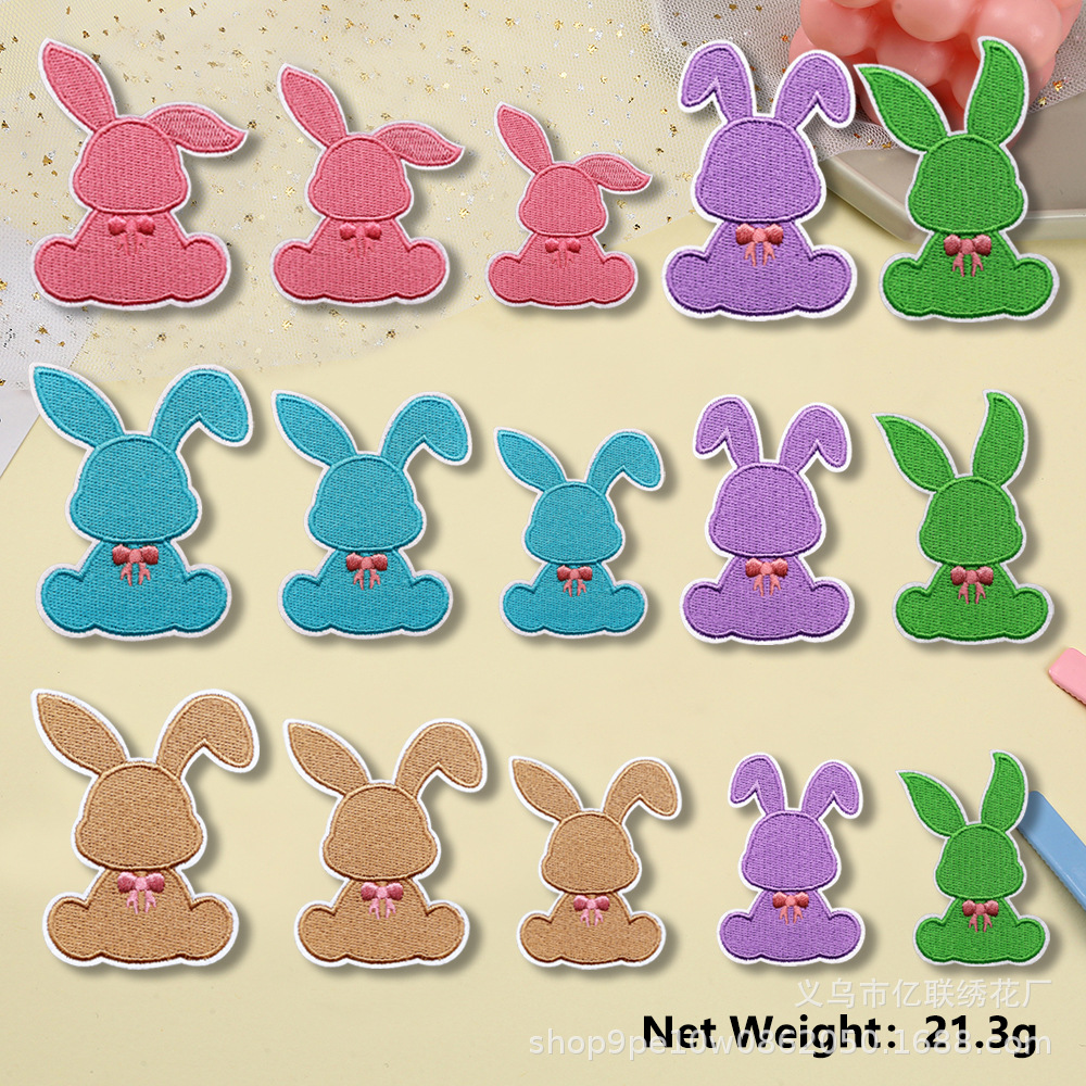 Embroidery cloth sticker rabbit bag decorative patch sticker dress up cartoon cute cloth sticker clothing accessories box