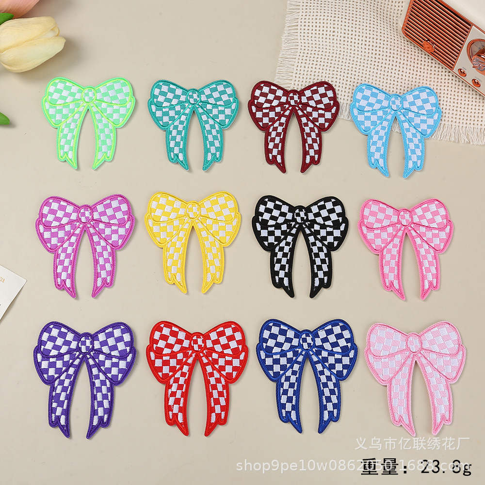 multicolor plaid bow tie decorative cloth sticker cute clothing accessories