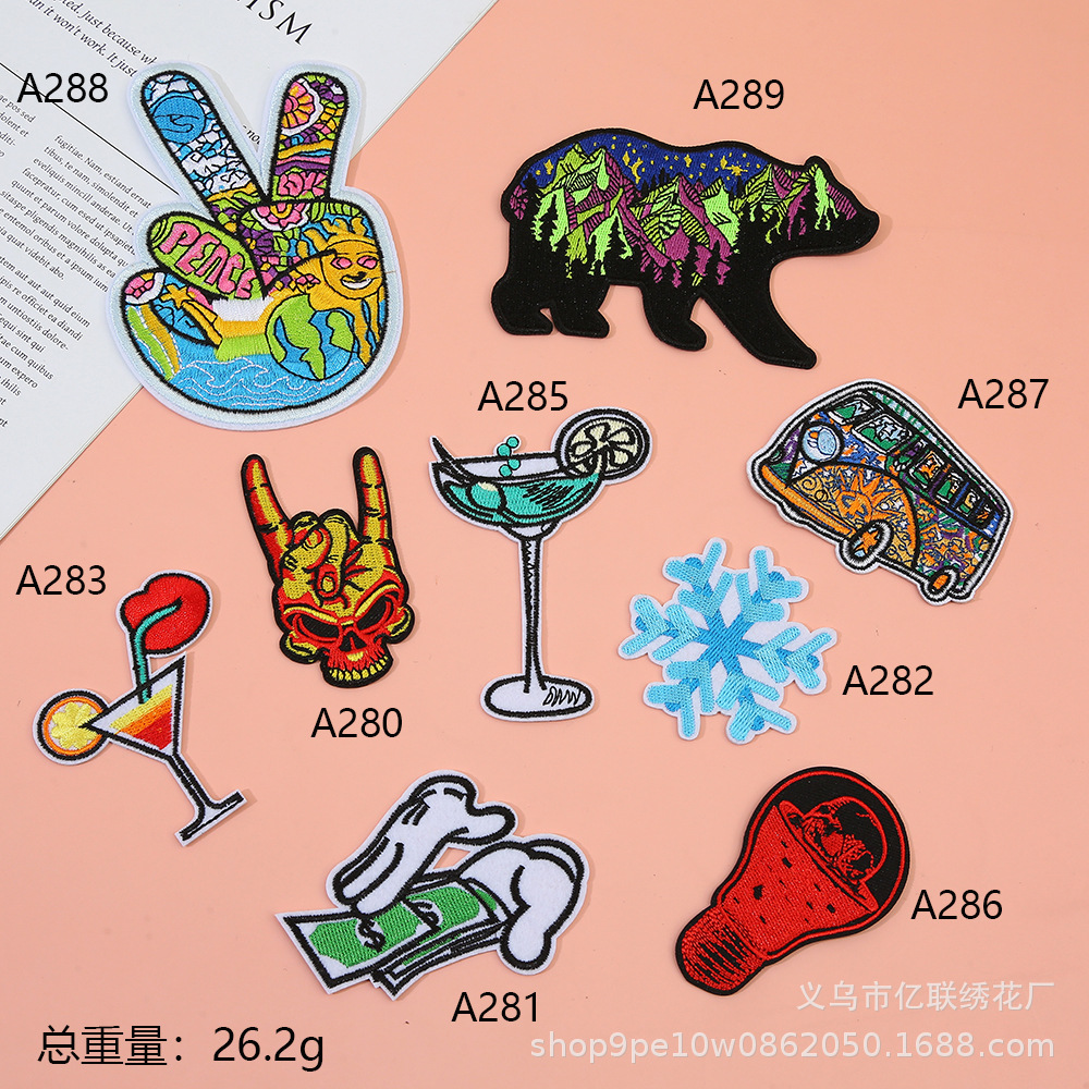 creative wine glasses, snowflake embroidery cloth stickers, scissors hands, clothing accessories, shoes and bags, decorative stickers,