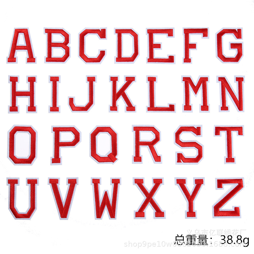 red letter embroidery label 26 English letters cloth sticker clothing shoes and hats decoration embroidery cloth sticker