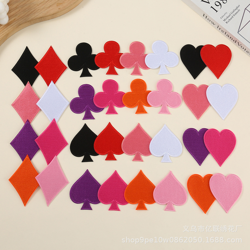 Embroidery cloth sticker, trendy embroidery playing card hot melt adhesive embroidery cloth sticker DIY patch sticker, clothing accessories