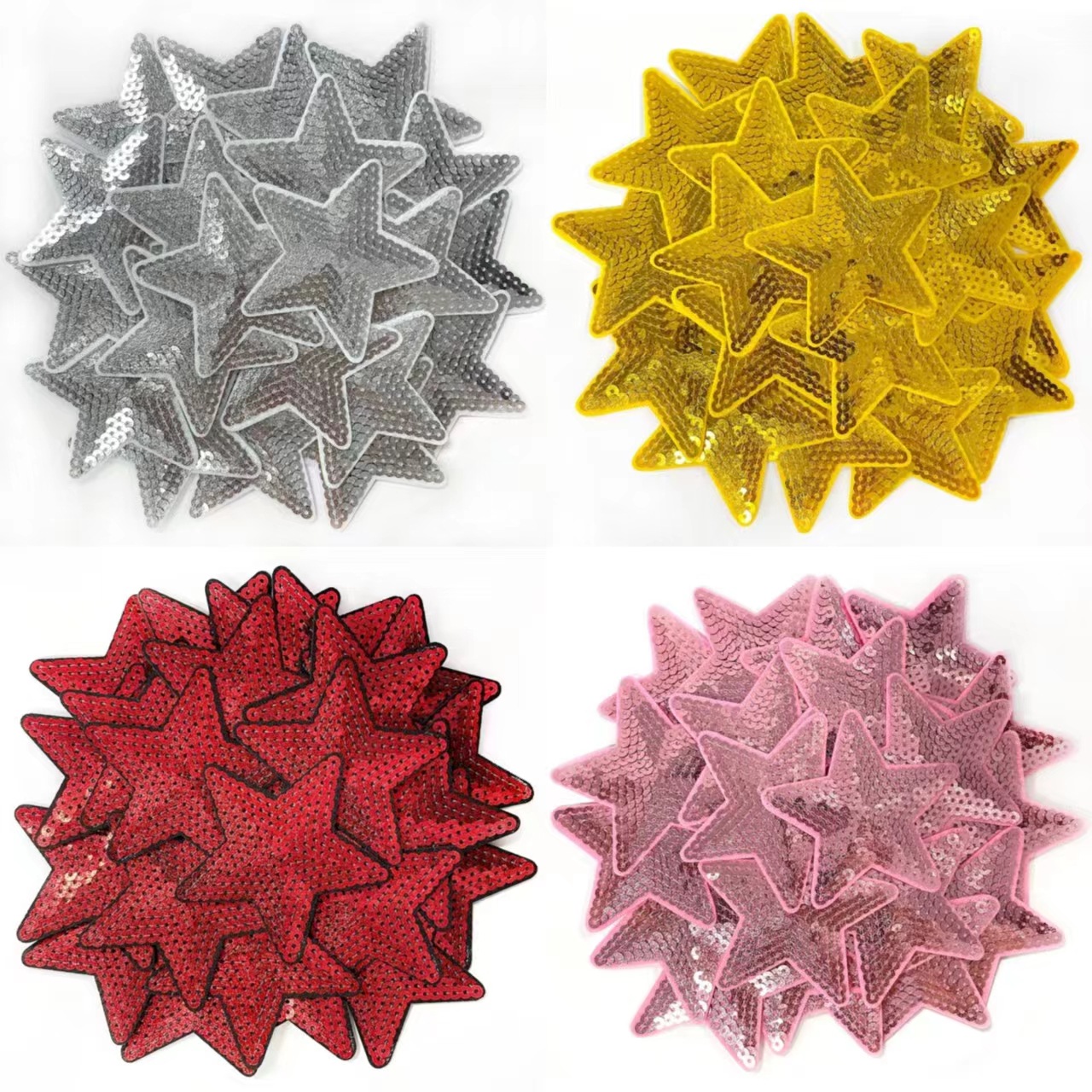 Spot 7.5cm pink gold red silver stars two pieces embroidered patch cloth sticker versatile model
