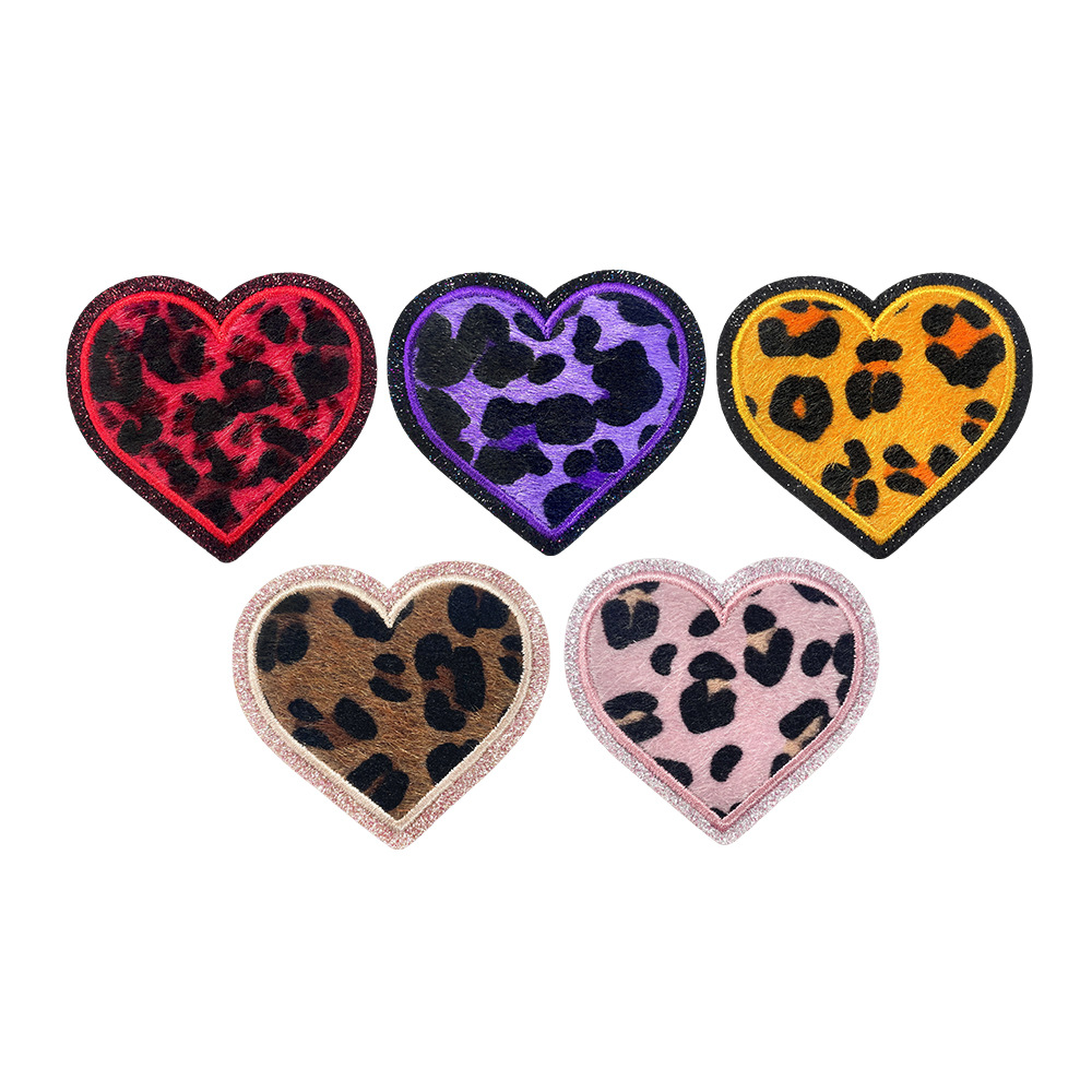 Love leopard print Glitter cloth sticker, towel embroidery element cloth sticker patch, cloth sticker