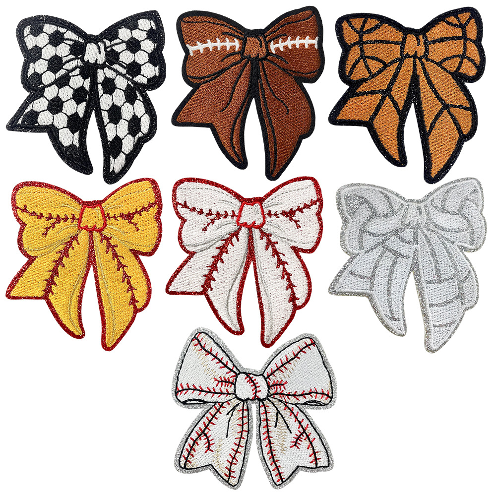 7 rugby, football, baseball, basketball, volleyball, softball, bow patch, ironing embroidery patch, embroidery patch