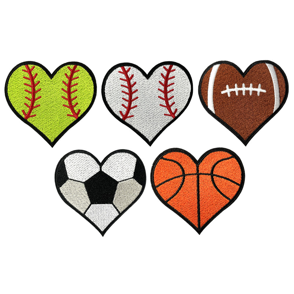 heart football baseball basketball football tennis patch