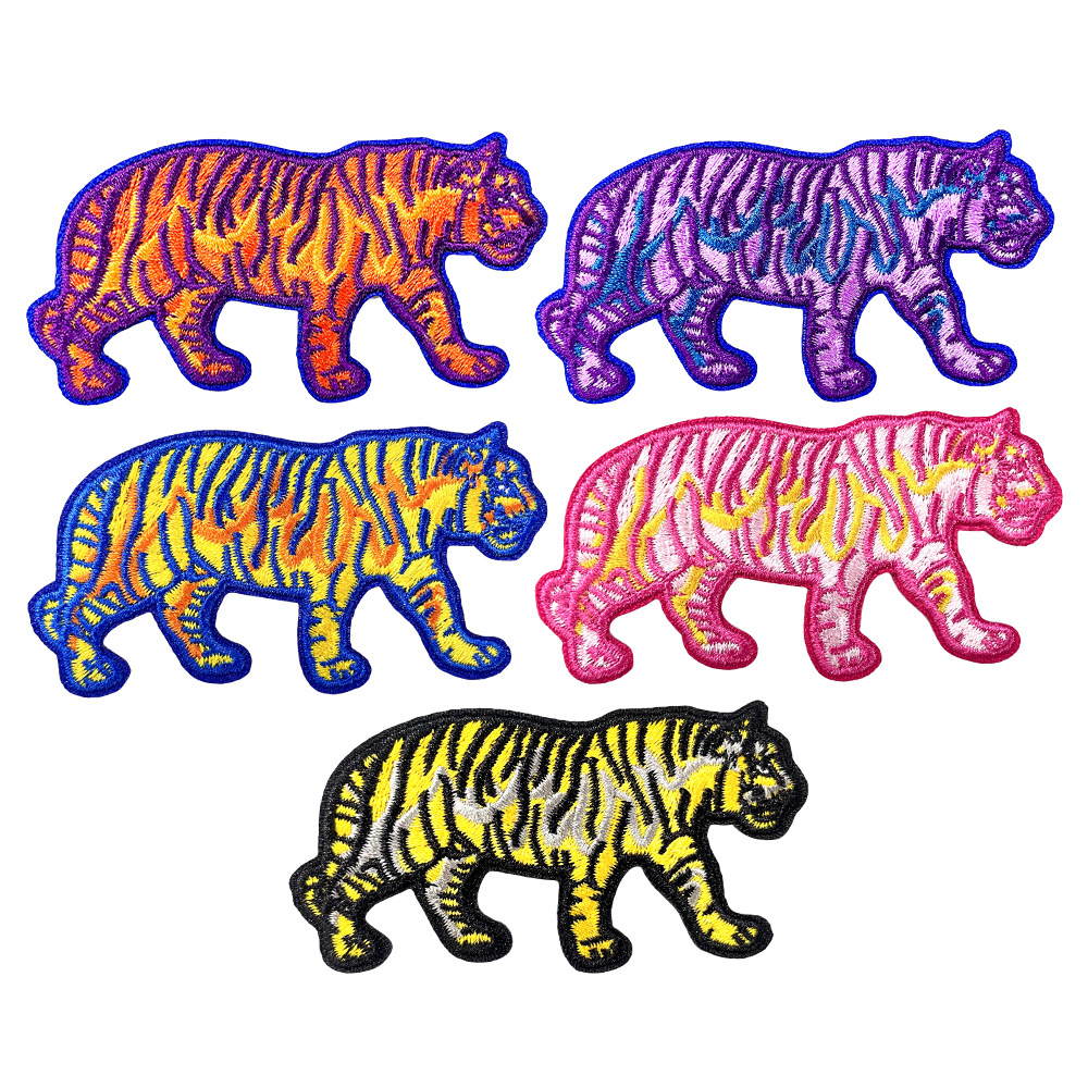 Color tiger embroidery patch, ironing cloth sticker, cloth sticker embroidery cloth sticker