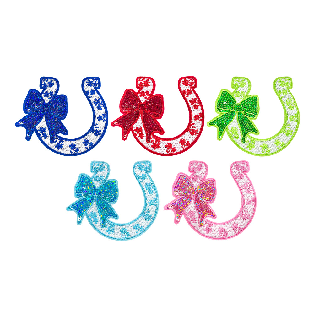 horseshoe embroidery explosion sequined bow embroidery cloth sticker