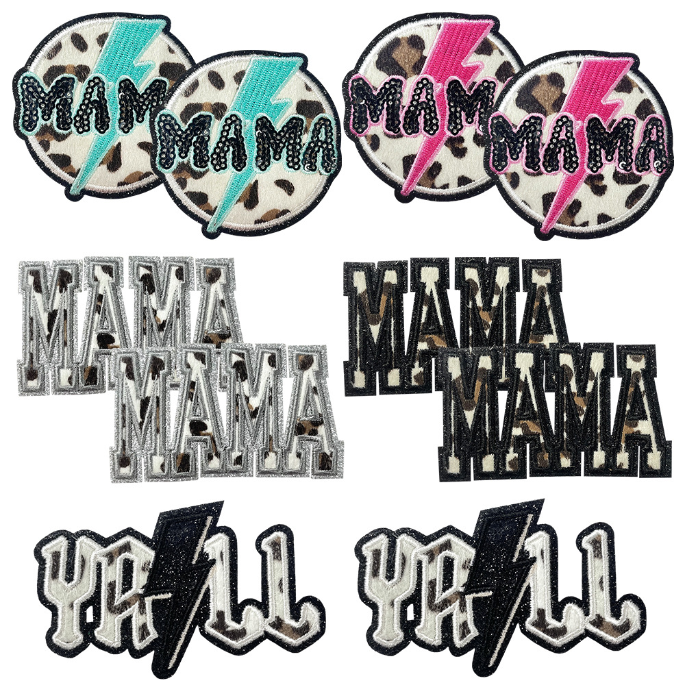 spot hot leopard print MAMA ironing embroidery cloth sticker DIY hat bag accessories patch
