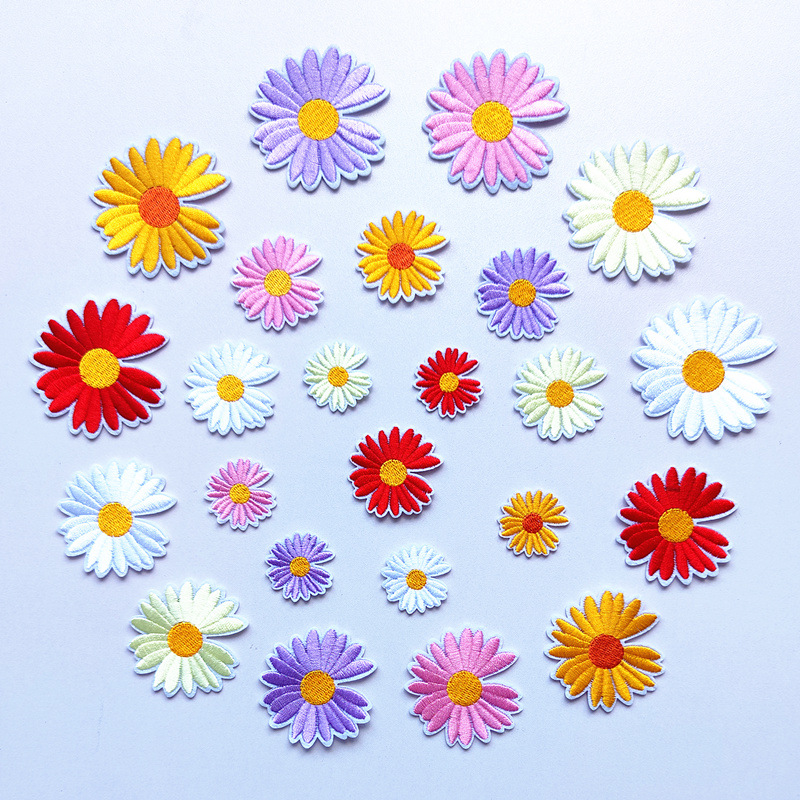 embroidery iron on patches cartoon daisies flower iron on patches Patches stickers clothing accessories DIY accessories