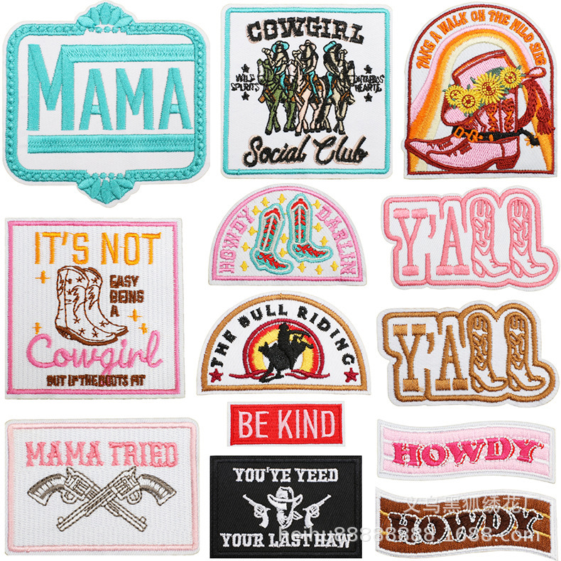 Western element embroidery cloth sticker square Patches ironing