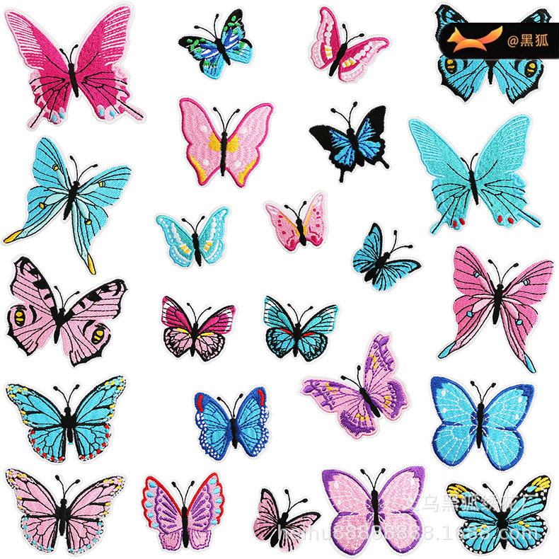 embroidery cloth sticker pink clothes bag sticker blue embroidery label