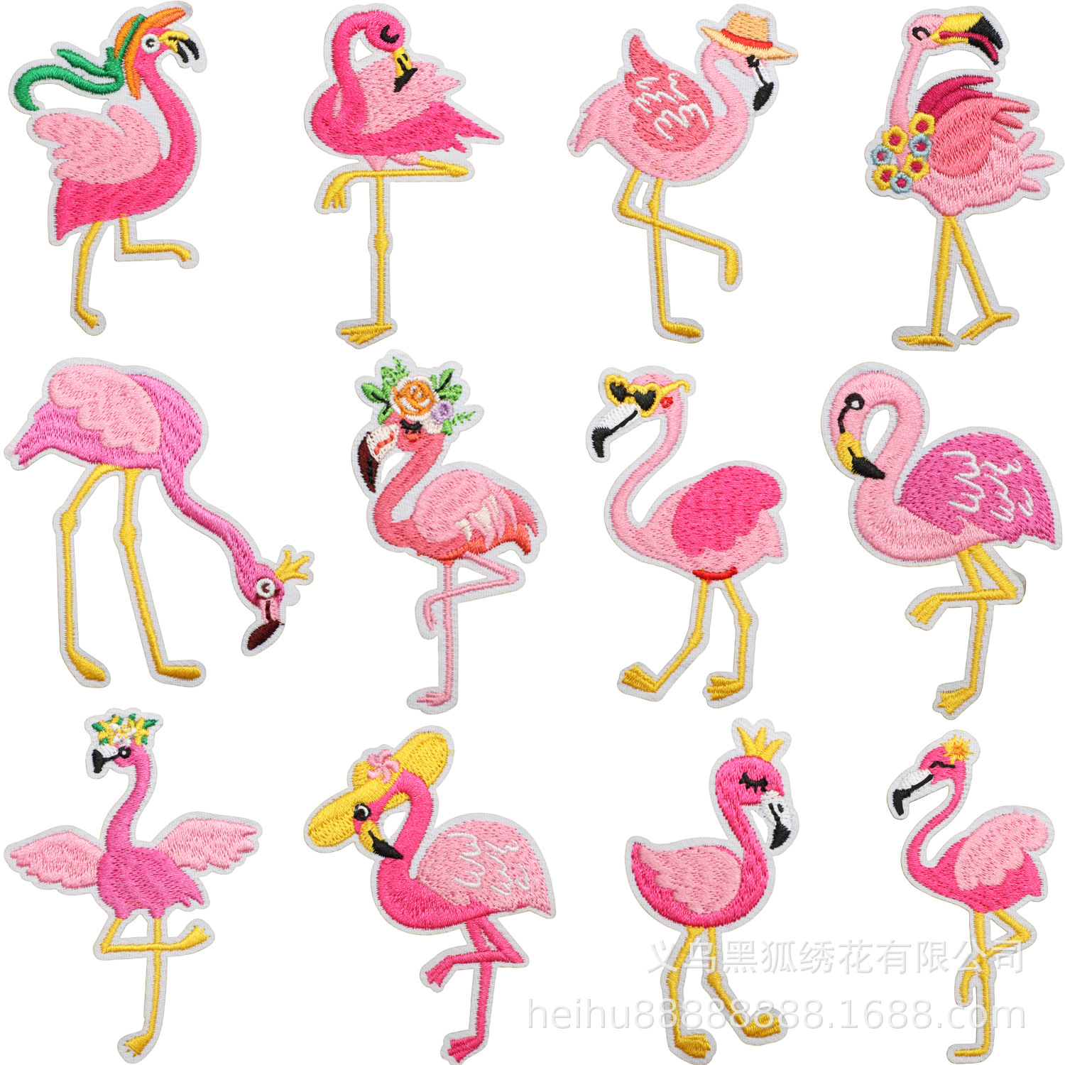 Clothing accessories Flamingo embroidery cloth sticker clothes sticker can be couple flamingo embroidery label
