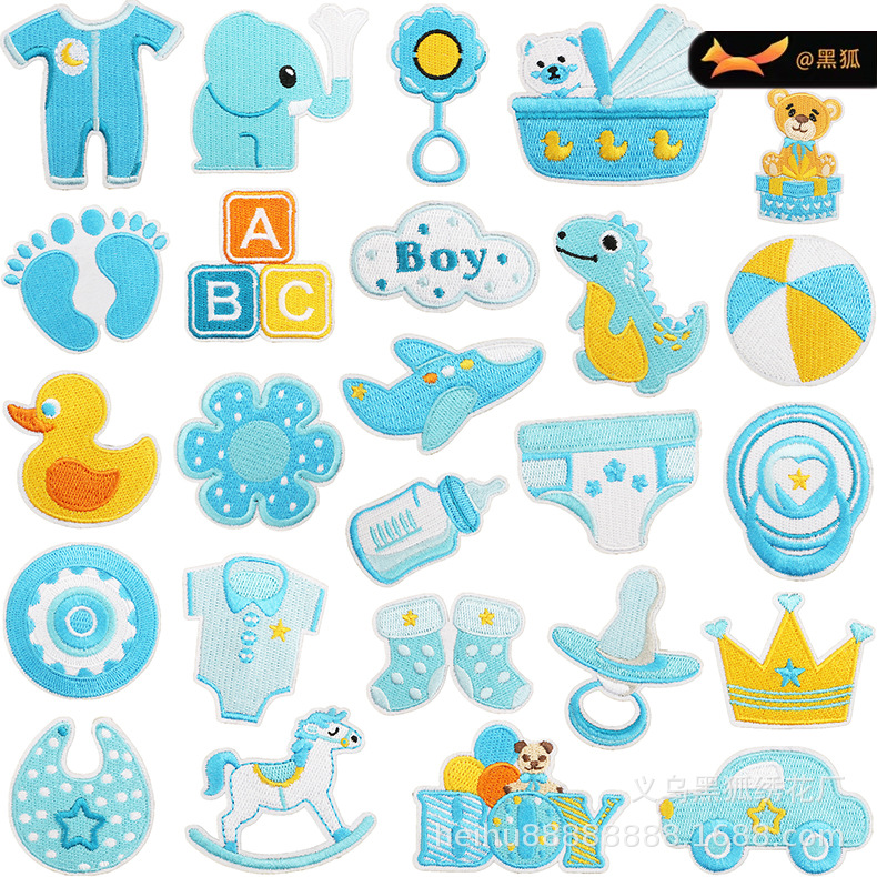 Male Baby Products Embroidery Cloth Sticker Cartoon Duck Patches Sticker Pacifier Embroidery Label