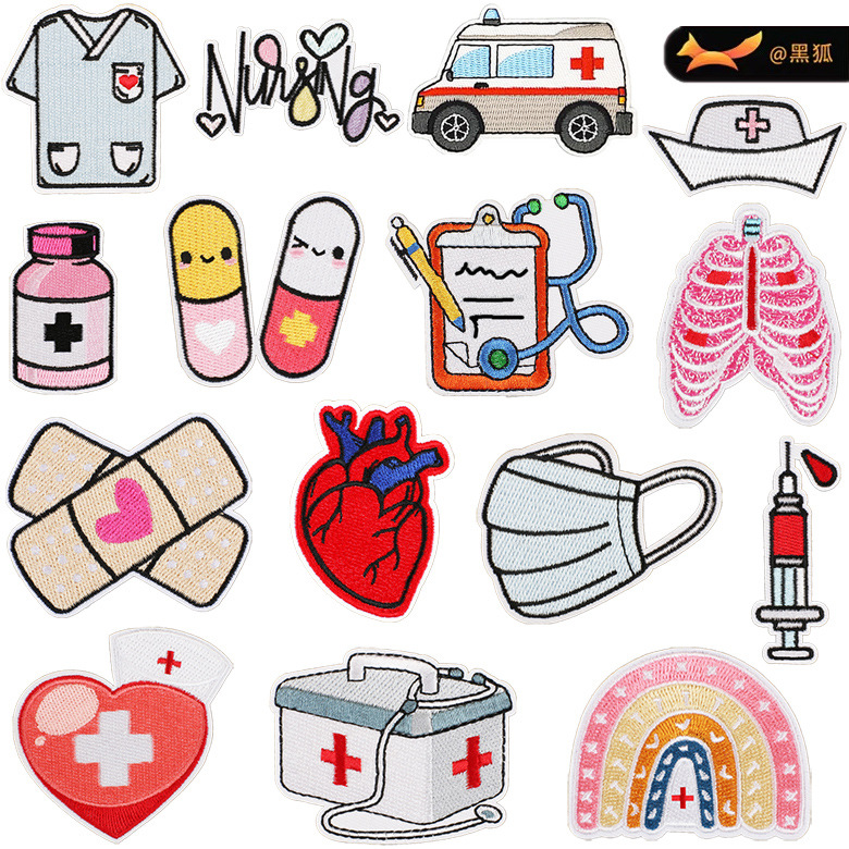 embroidery cloth sticker clothes decoration stethoscope embroidery label mask embroidery ironing