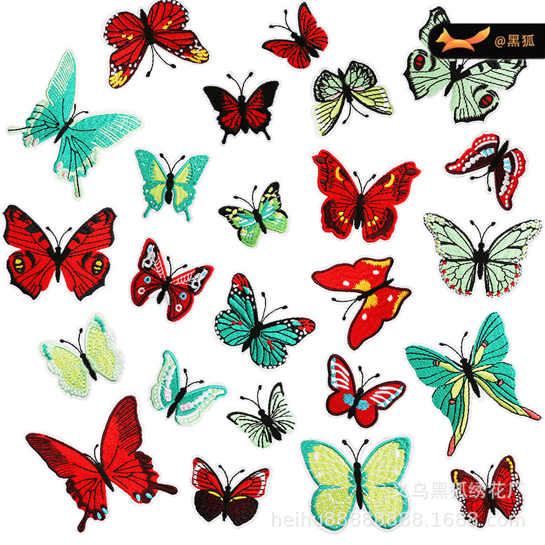 embroidery cloth sticker red clothes bag sticker green embroidery label