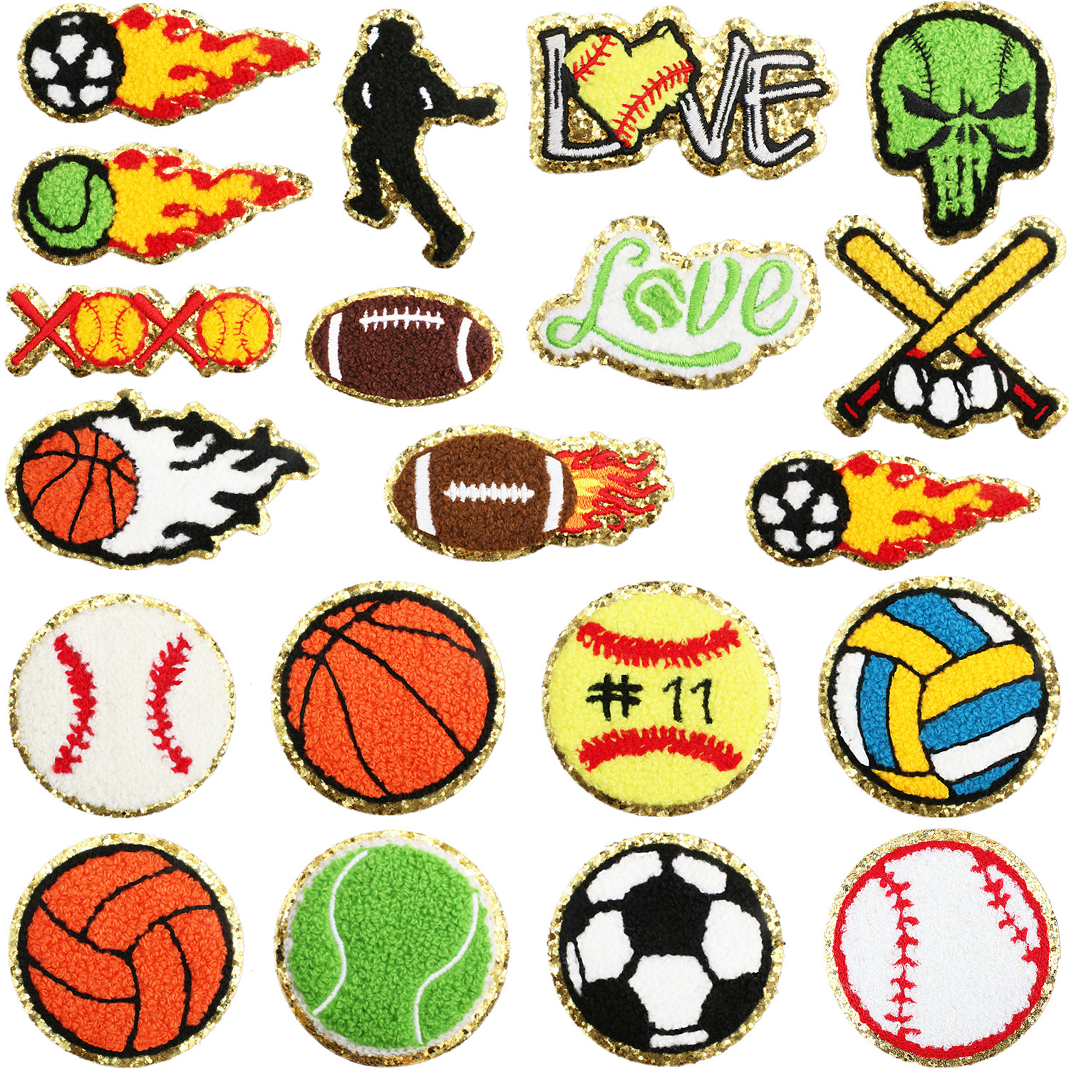 Volleyball football embroidery cloth sticker embroidery basketball embroidery label bag decoration sports equipment Patches sticker