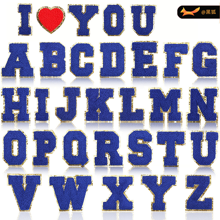royal blue English letter embroidery cloth sticker embroidery label ironing embroidery sticker 8cm letter Patches sticker