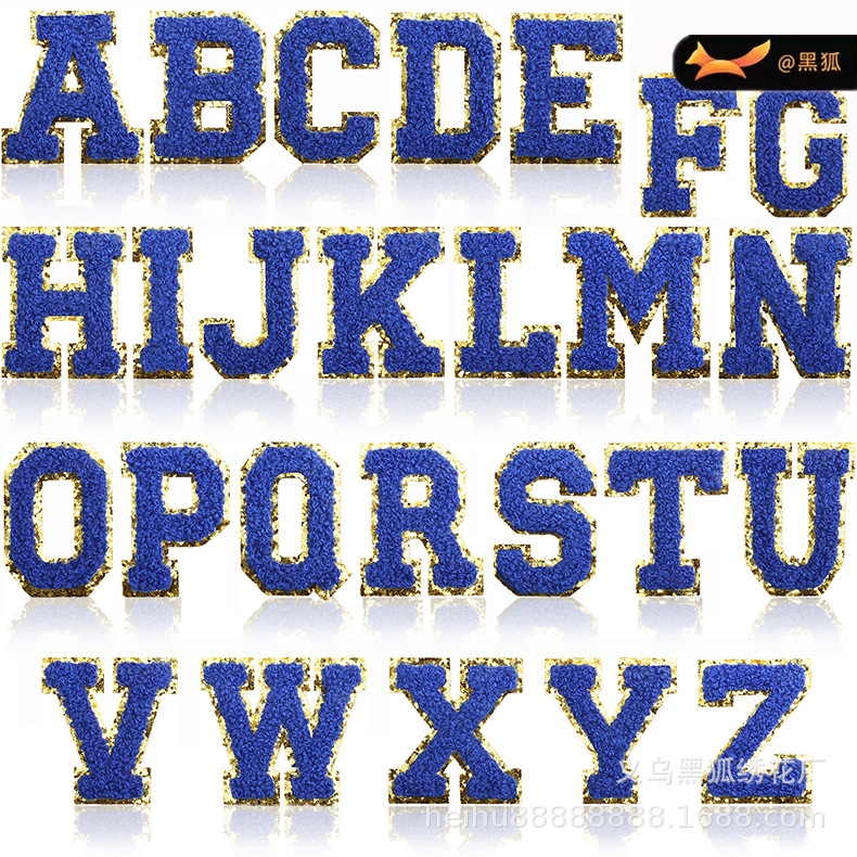 5.5cm Royal Blue Embroidery Cloth Sticker English Alphabet Patches Sticker Embroidery Alphabet Sticker