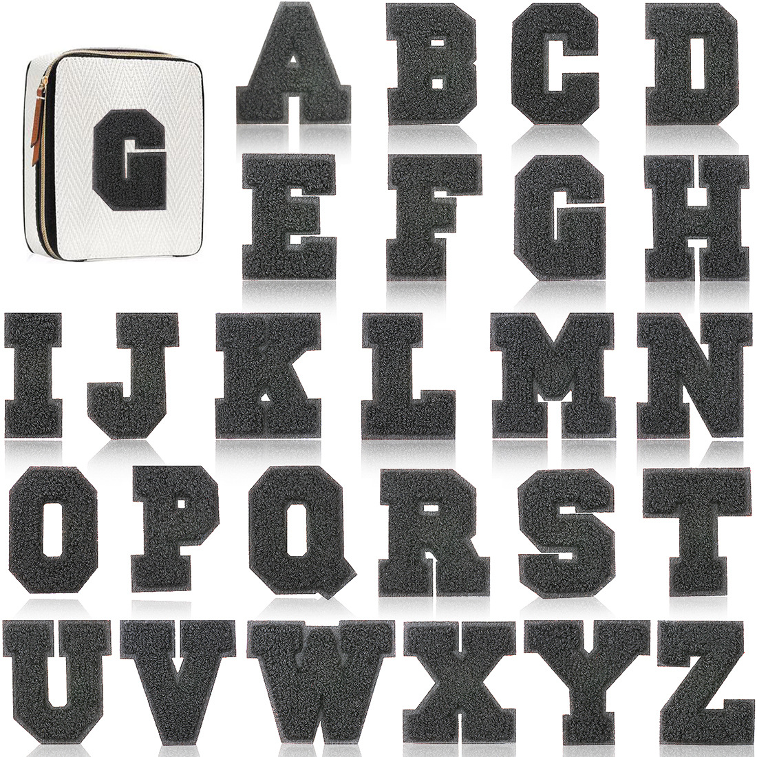 7cm Patches sticker pure black letter clothing accessories embroidery cloth sticker heat transfer