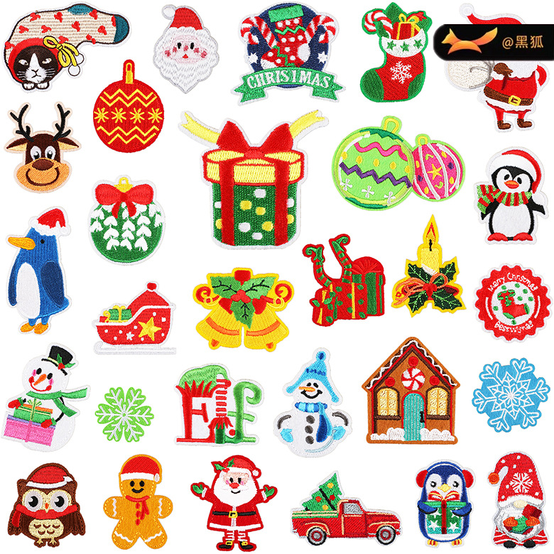 Snowman embroidery cloth sticker Christmas Patches sticker Penguin embroidery label Clothes decoration Christmas boots