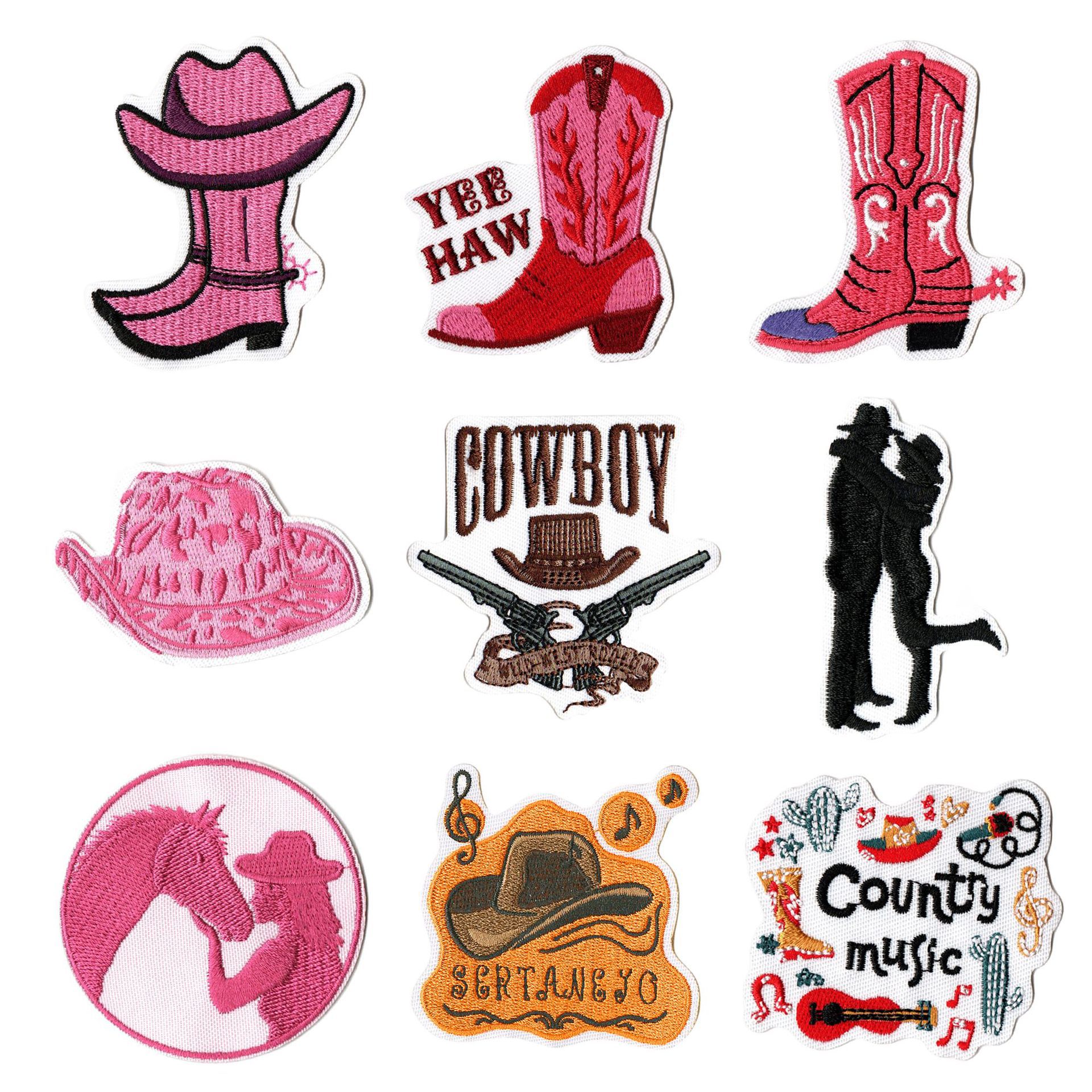 Pink Girl Western Cowgirl Cloth Sticker Party Accessories Cartoon Decoration Cute Patches Embroidery