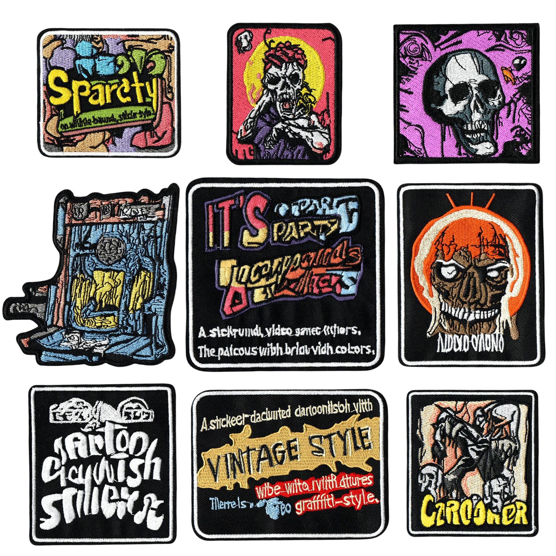 art skull embroidery cloth sticker Sun God  embroidery label horror skull Patches sticker