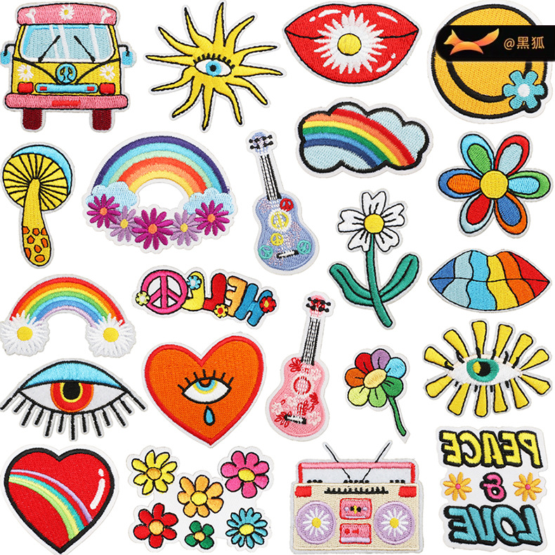 Eye Embroidery Cloth Sticker Flower Decorative Patches Sticker Bus  Label