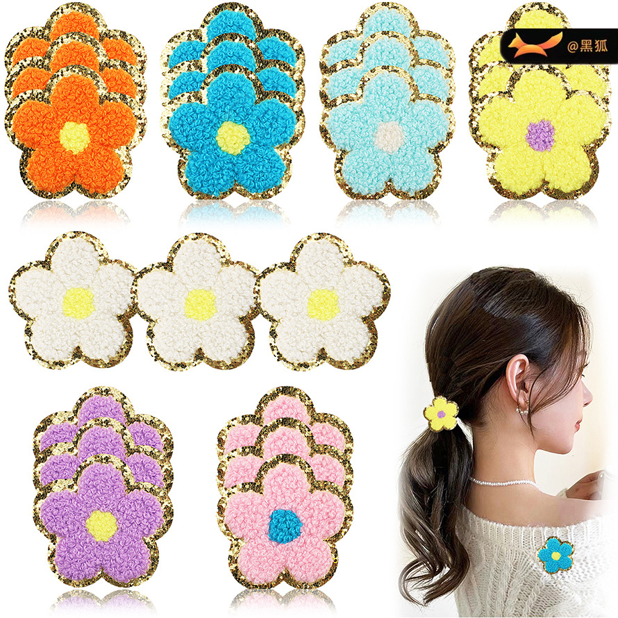 Black Foxflower embroidery cloth sticker embroidery Patches sticker flower embroidery sticker bag sticker