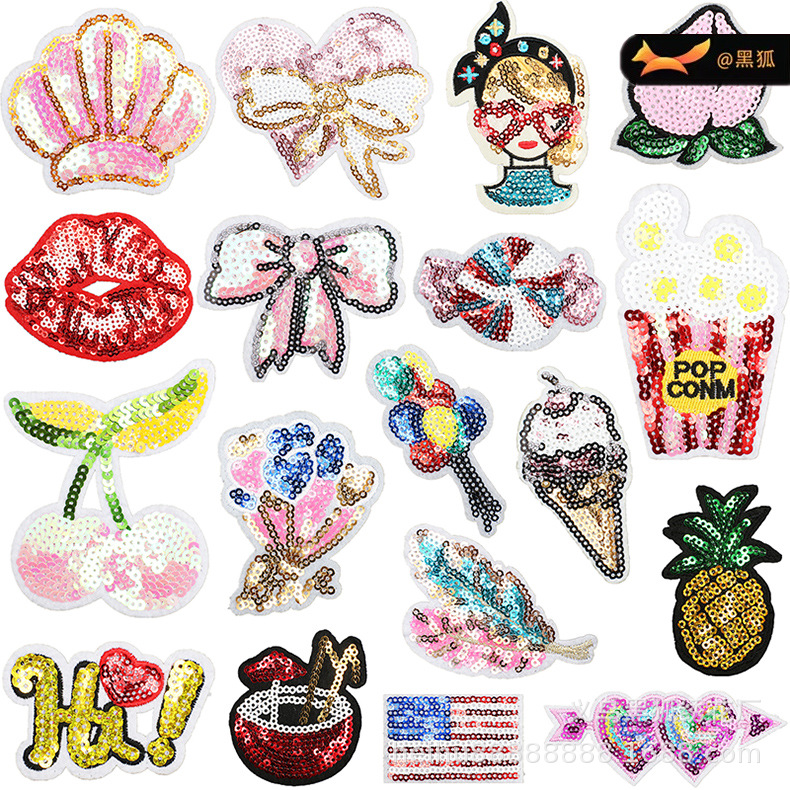 Cloth Sticker Cartoon Pineapple Lip Patches Sticker Donut Clothes Decoration Embroidery Heat Transfer
