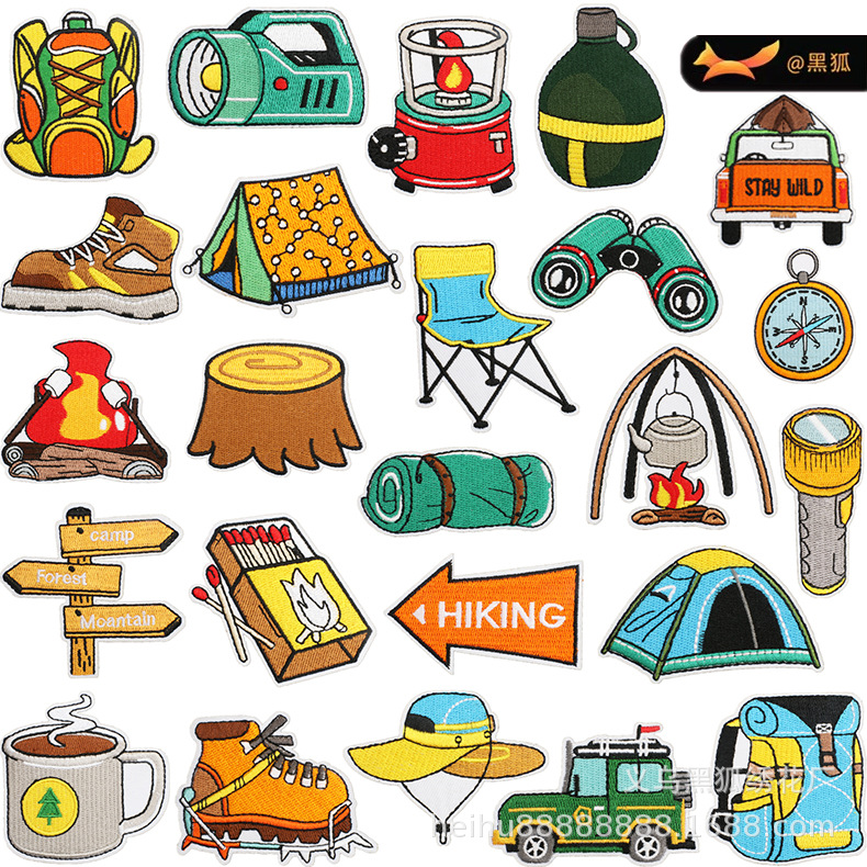 Camper car embroidery cloth sticker adventurer tent decoration  accessories compass Patches sticker embroidery label