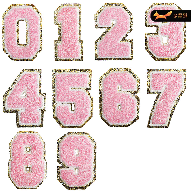 8cm pink word embroidery Patches sticker bag decoration embroidery cloth sticker heat transfer