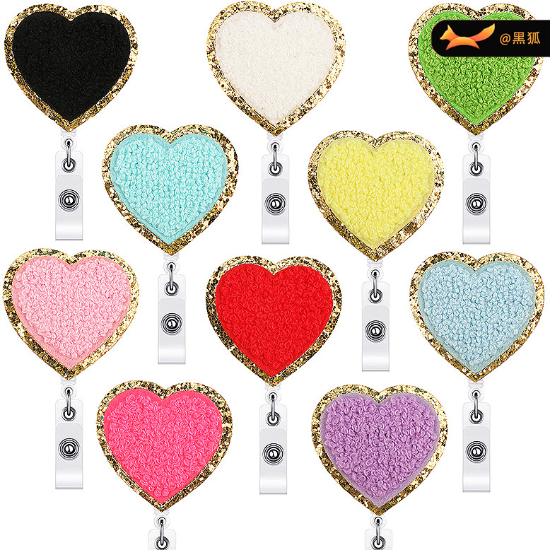 embroidery cloth sticker embroidery love embroidery Patches 360 degree easy pull button Patches peach heart