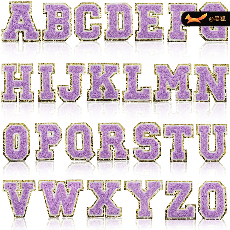 8cm purple embroidery Patches sticker letter Patches sticker embroidery label ironing