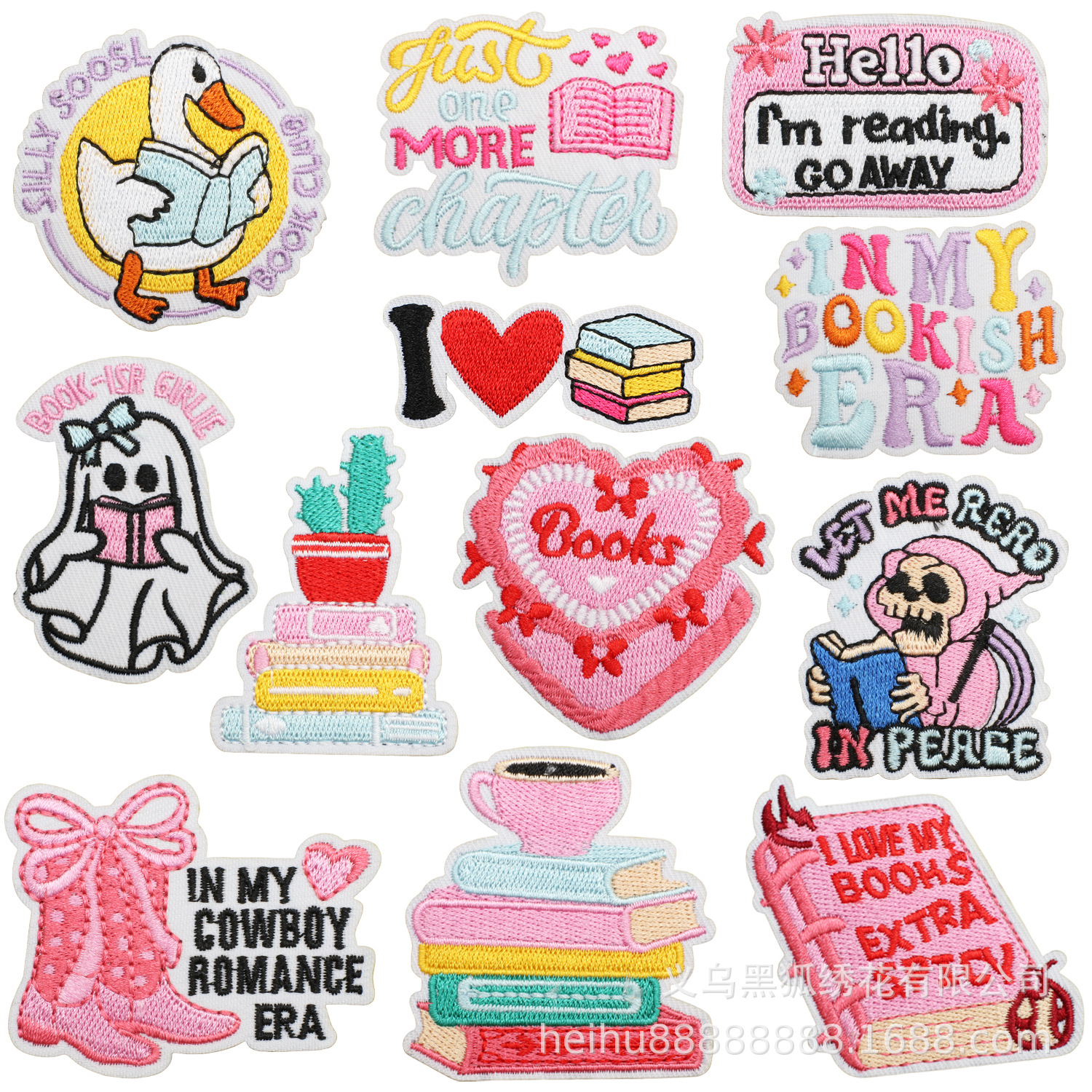 cartoon reading book embroidery cloth sticker school decoration embroidery Patches sticker hat sock shoes and hats DIY cloth sticker